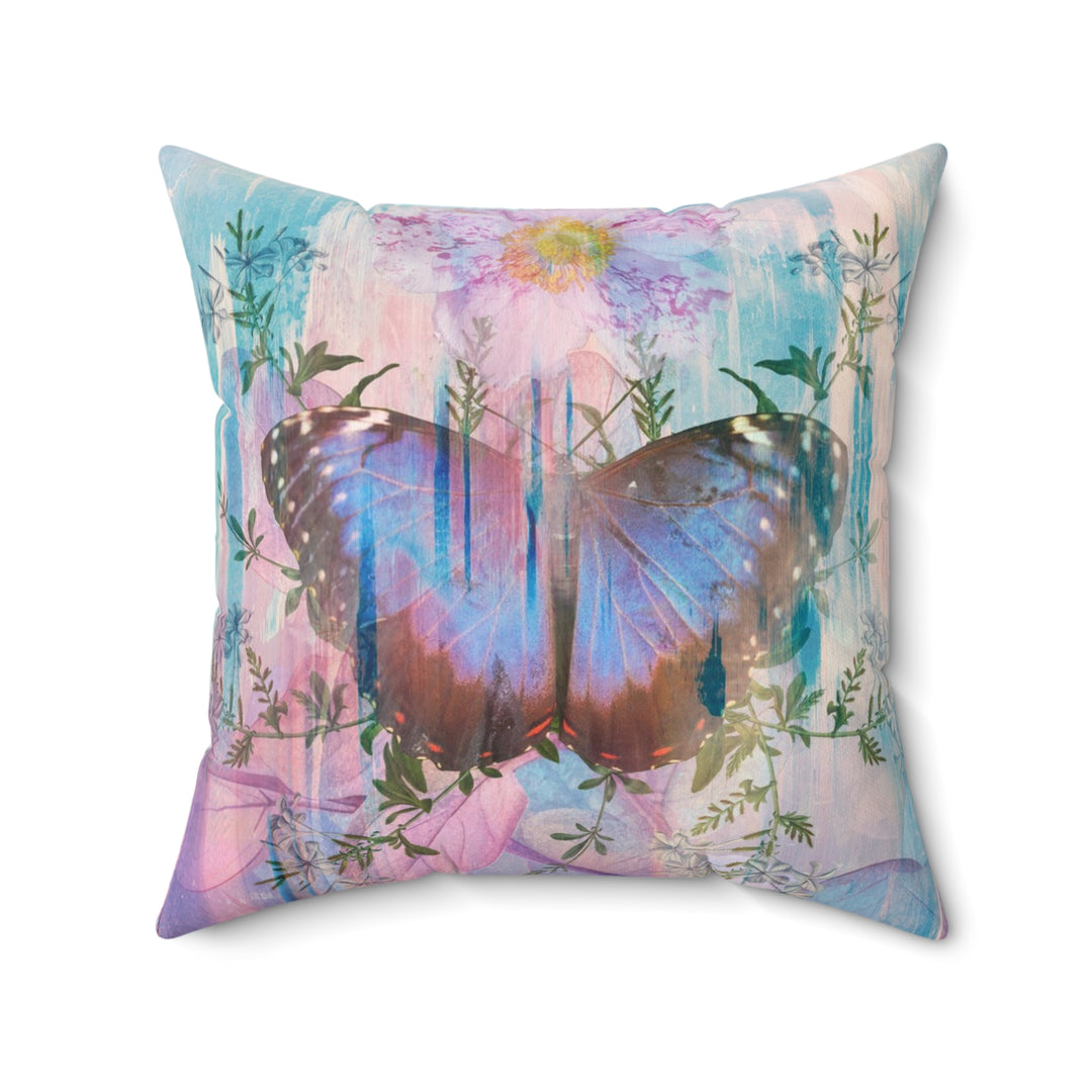 Luxury Faux Suede Pillow - Electric Butterfly
