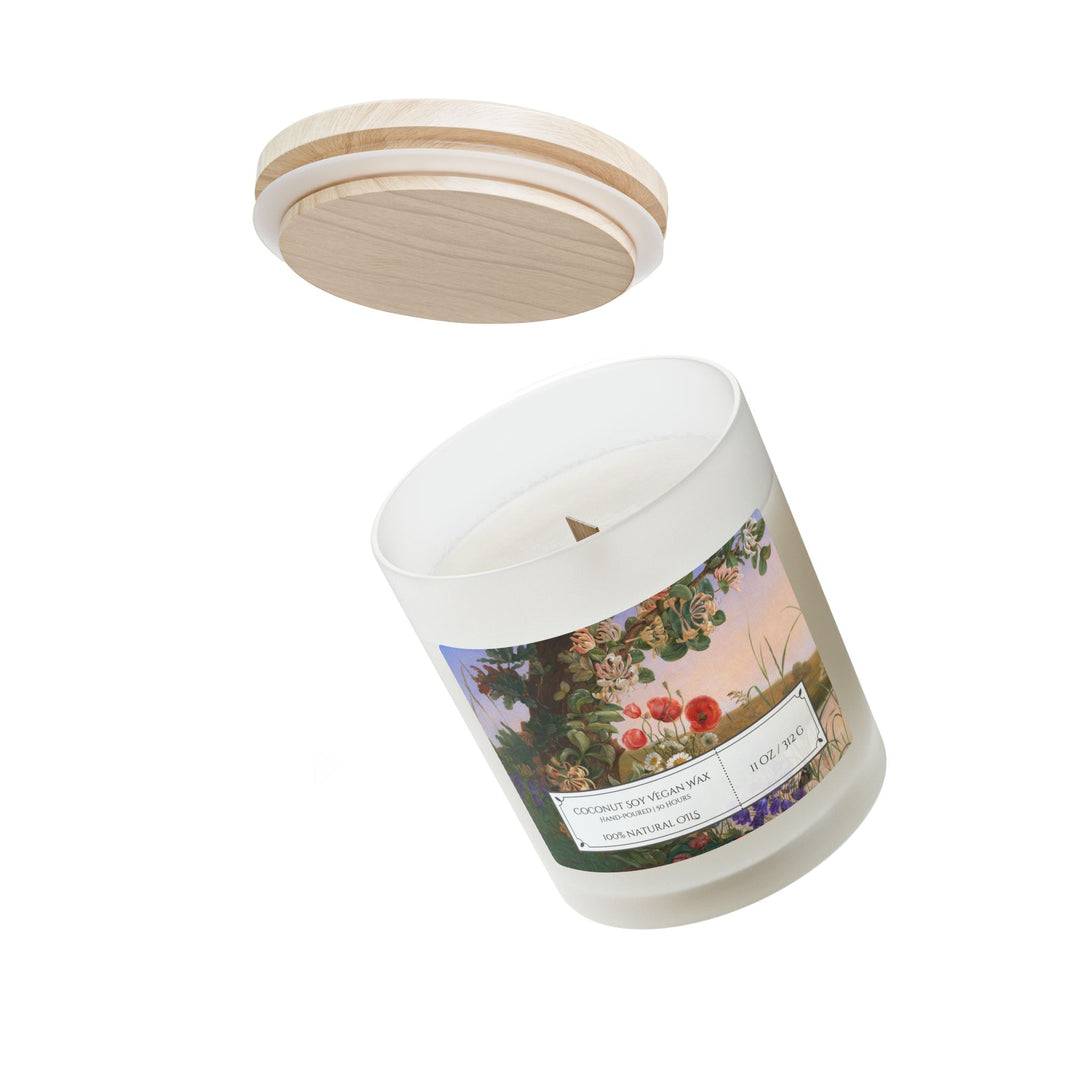 Frosted Glass Candle - 11oz - Vegan Wax - Honeysuckle Branch