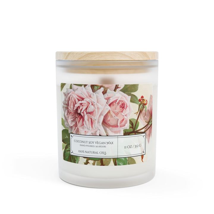 Frosted Glass Candle - 11oz - Vegan Wax - Vintage Rose - Gilded Age Collection
