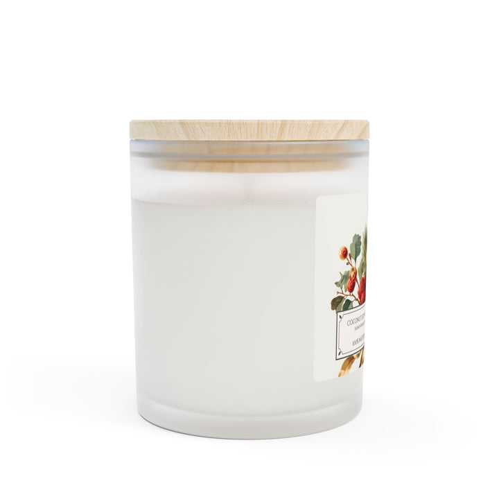 Frosted Glass Candle - 11oz - Vegan Wax - Christmas Holly - Gilded Age Collection