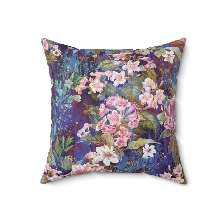 Luxury Faux Suede Pillow - Midnight Bloom