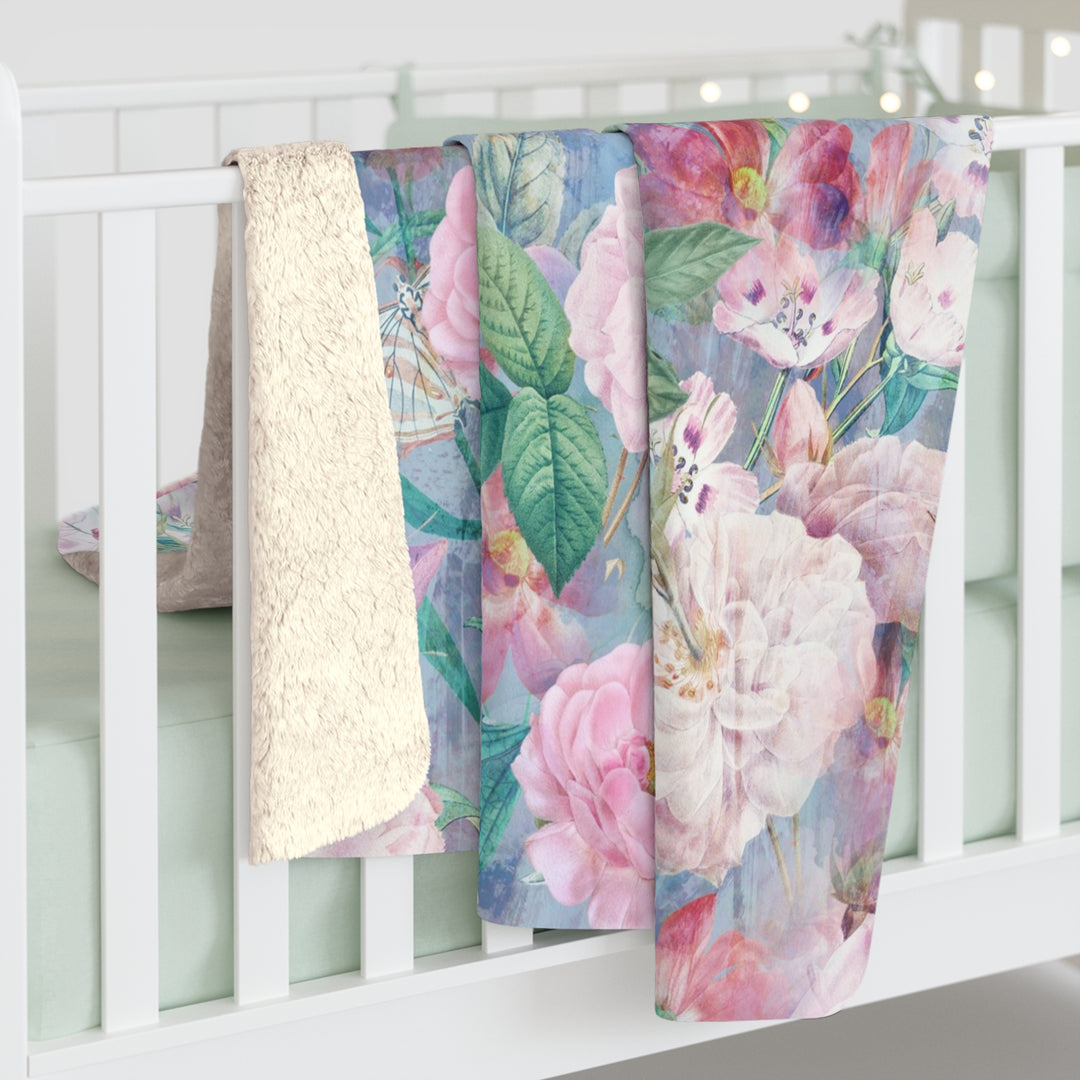 Sherpa Fleece Blanket - Rose Delight