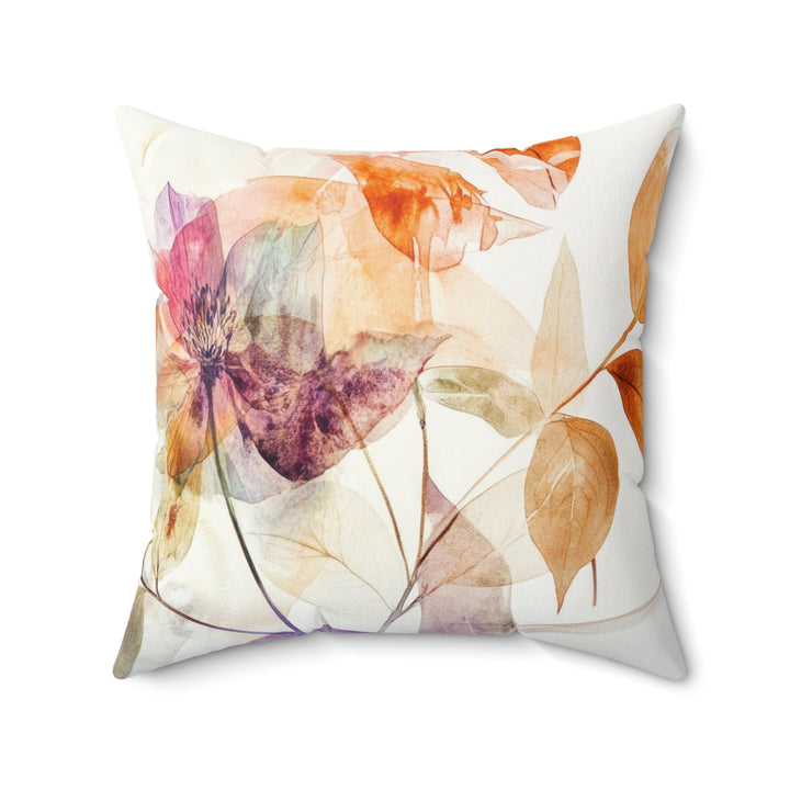 Luxury Faux Suede Floral Print Pillow - Golden Summer