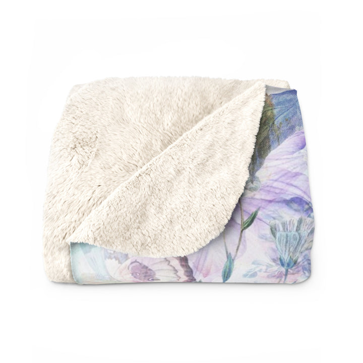 Pastel Floral Sherpa Fleece Blanket - Pastel Summer