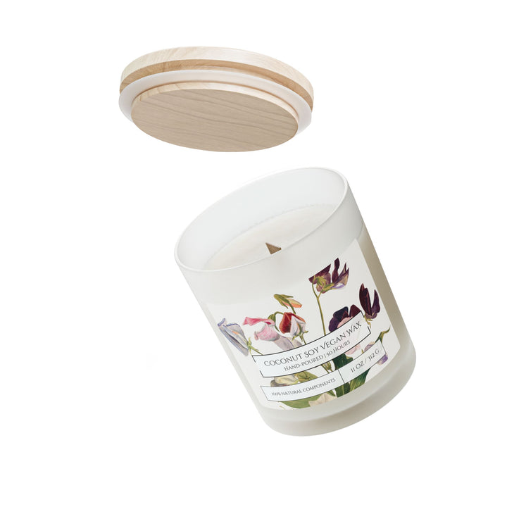 Frosted Glass Candle - 11oz - Vegan Wax - Vintage Sweet Pea