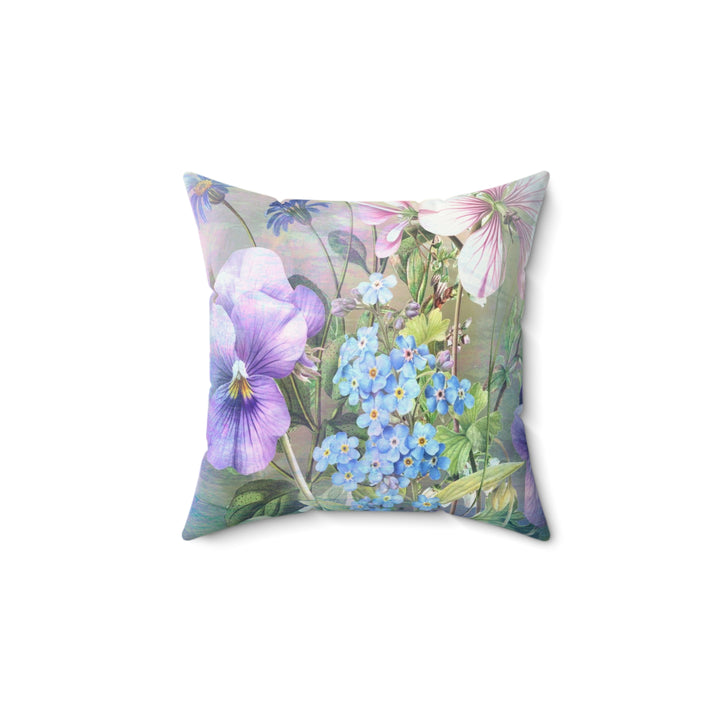 Luxury Faux Suede Pillow - Pansy Garden