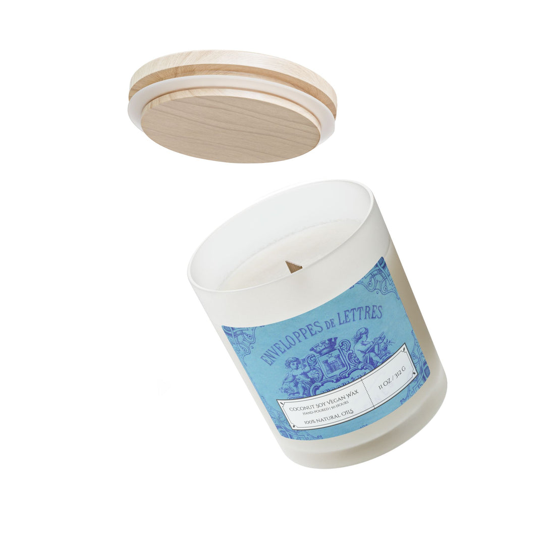 Frosted Glass Candle - 11oz - Vegan Wax - Blue Vintage