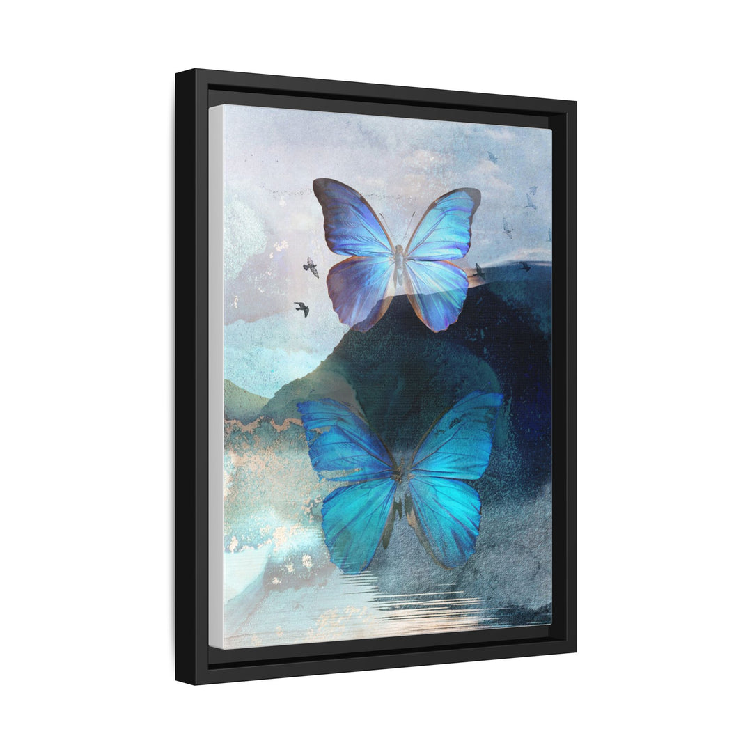 Canvas Art - Sustainably Made Framed Wall Décor - Blue Butterfly Mist
