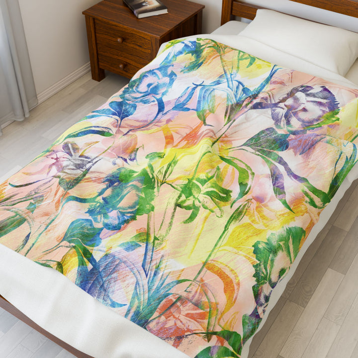 Luxury Velveteen Plush Blanket - Sunshine Garden- Cozy & Soft