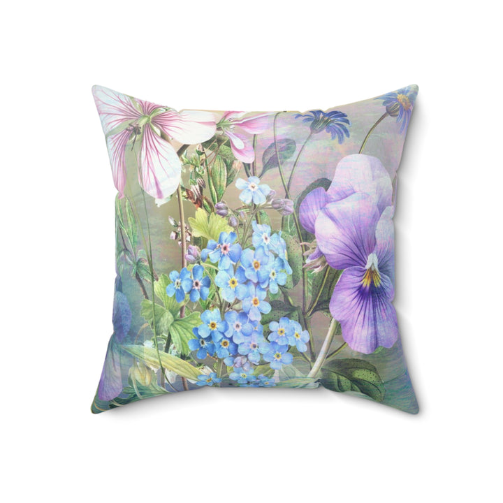 Luxury Faux Suede Pillow - Pansy Garden