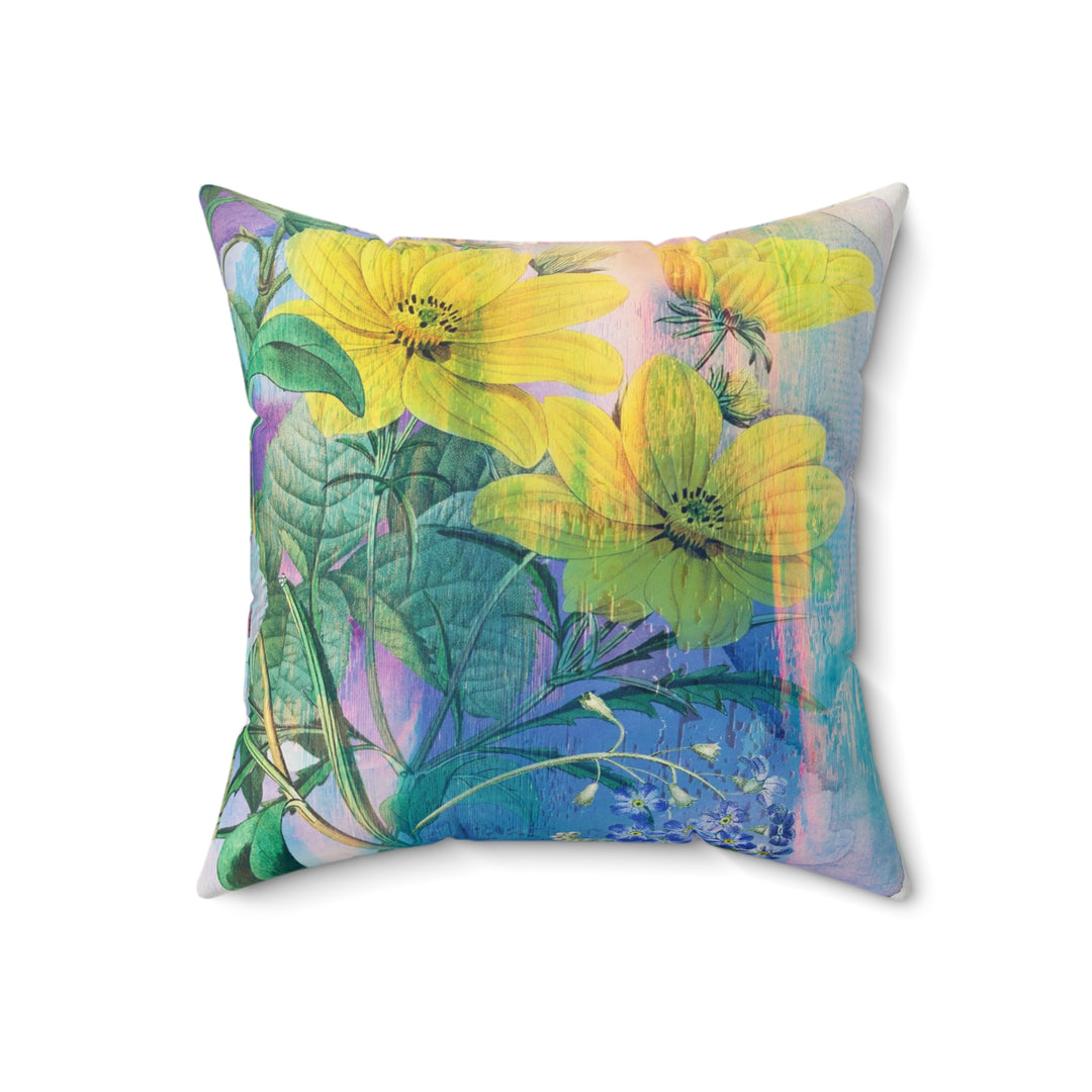 Luxury Faux Suede Pillow - Golden Bouquet