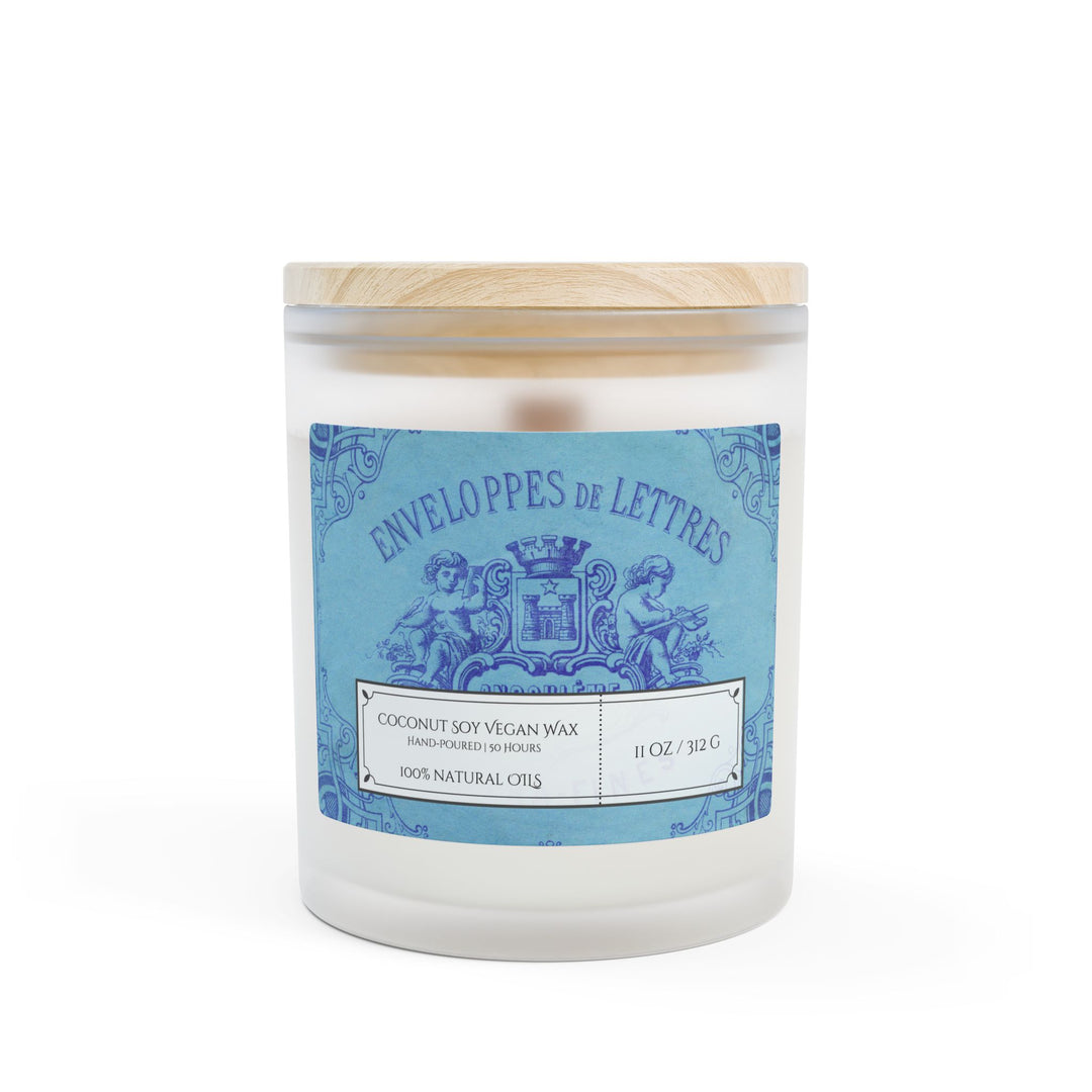 Frosted Glass Candle - 11oz - Vegan Wax - Blue Vintage