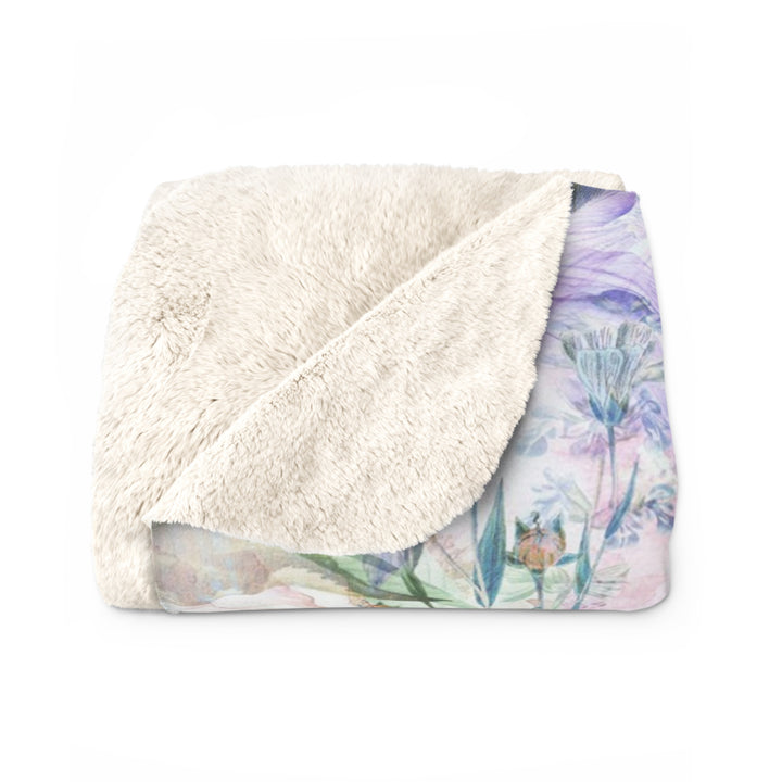 Pastel Floral Sherpa Fleece Blanket - Pastel Summer