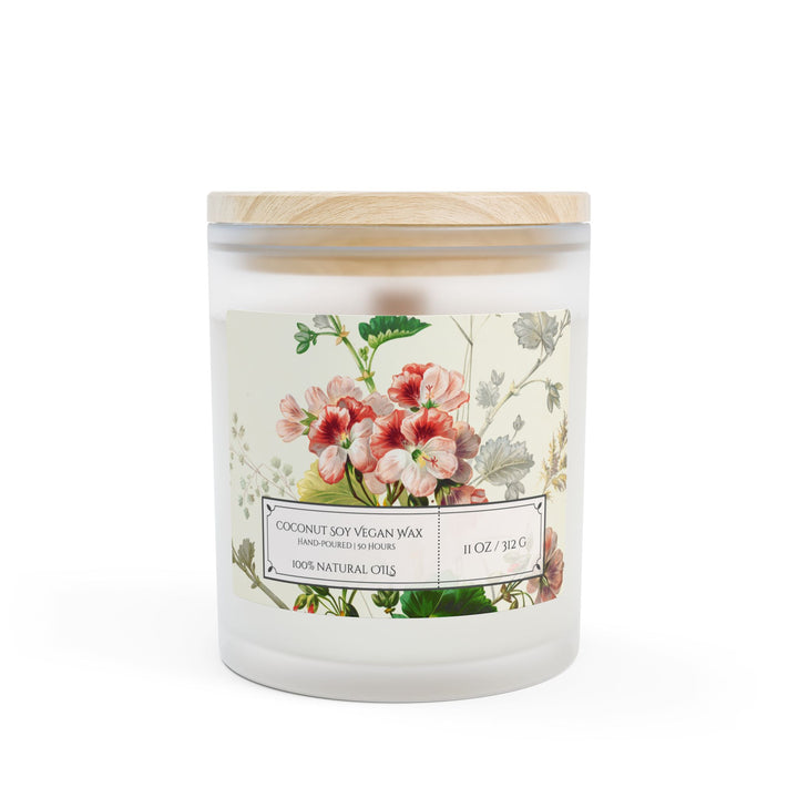 Frosted Glass Candle - 11oz - Soy Wax - Geranium - Gilded Age Collection