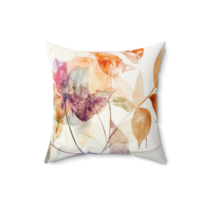 Luxury Faux Suede Floral Print Pillow - Golden Summer