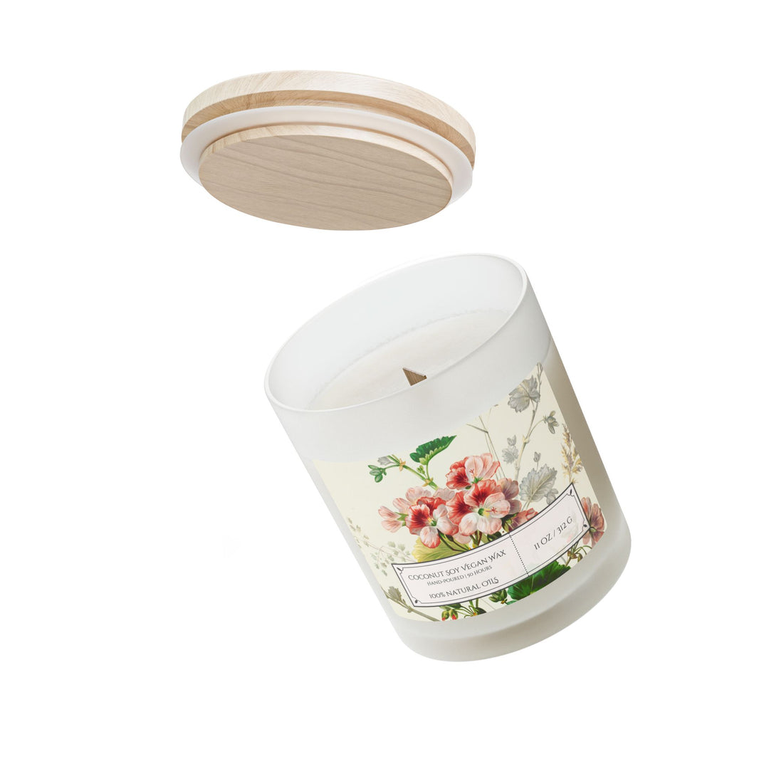 Frosted Glass Candle - 11oz - Soy Wax - Geranium - Gilded Age Collection