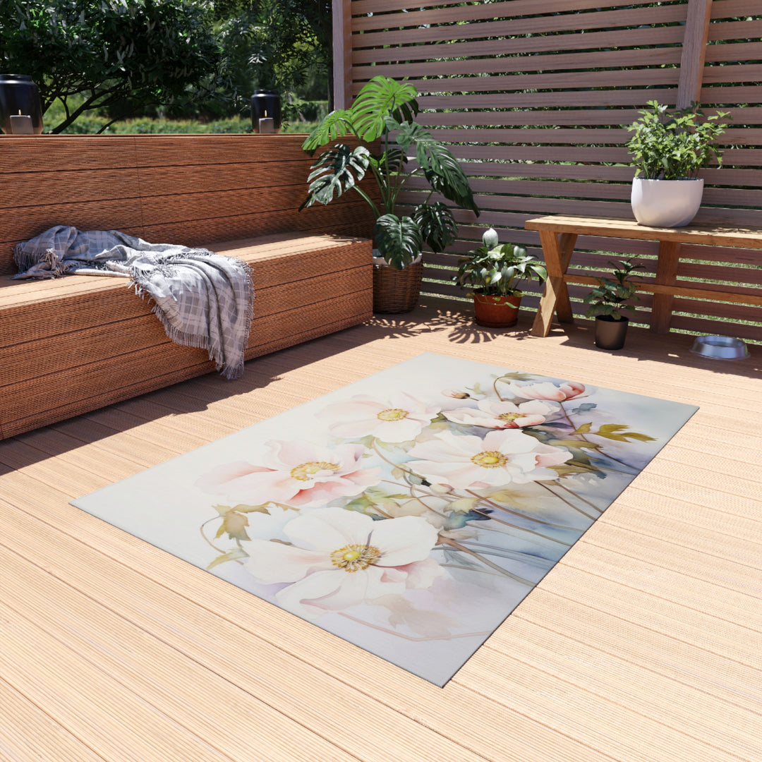 Outdoor Rug - Watercolor Morning Flowers