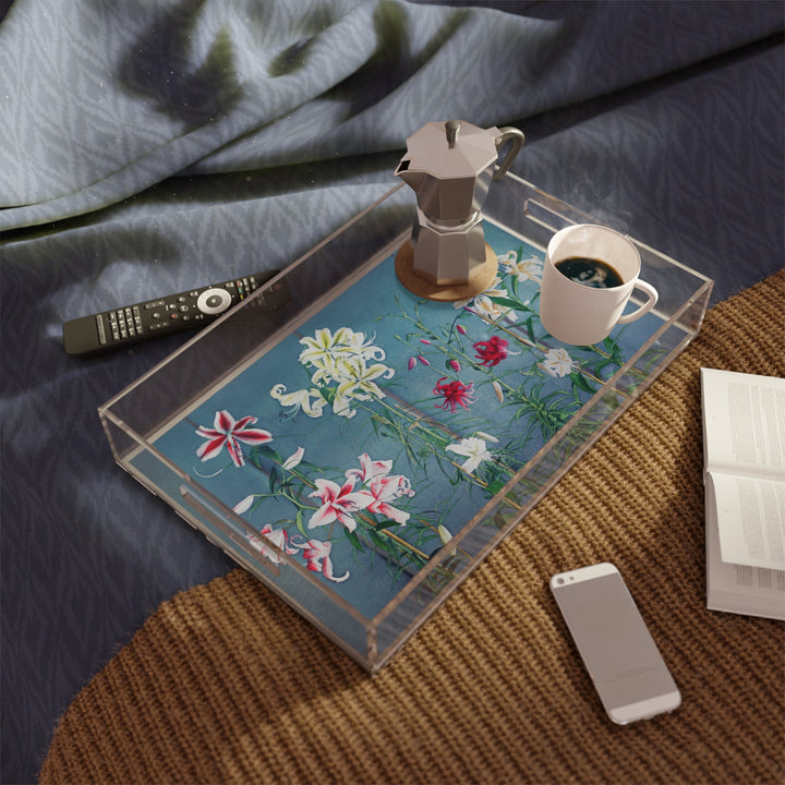 Acrylic Serving Tray - Pink Garden