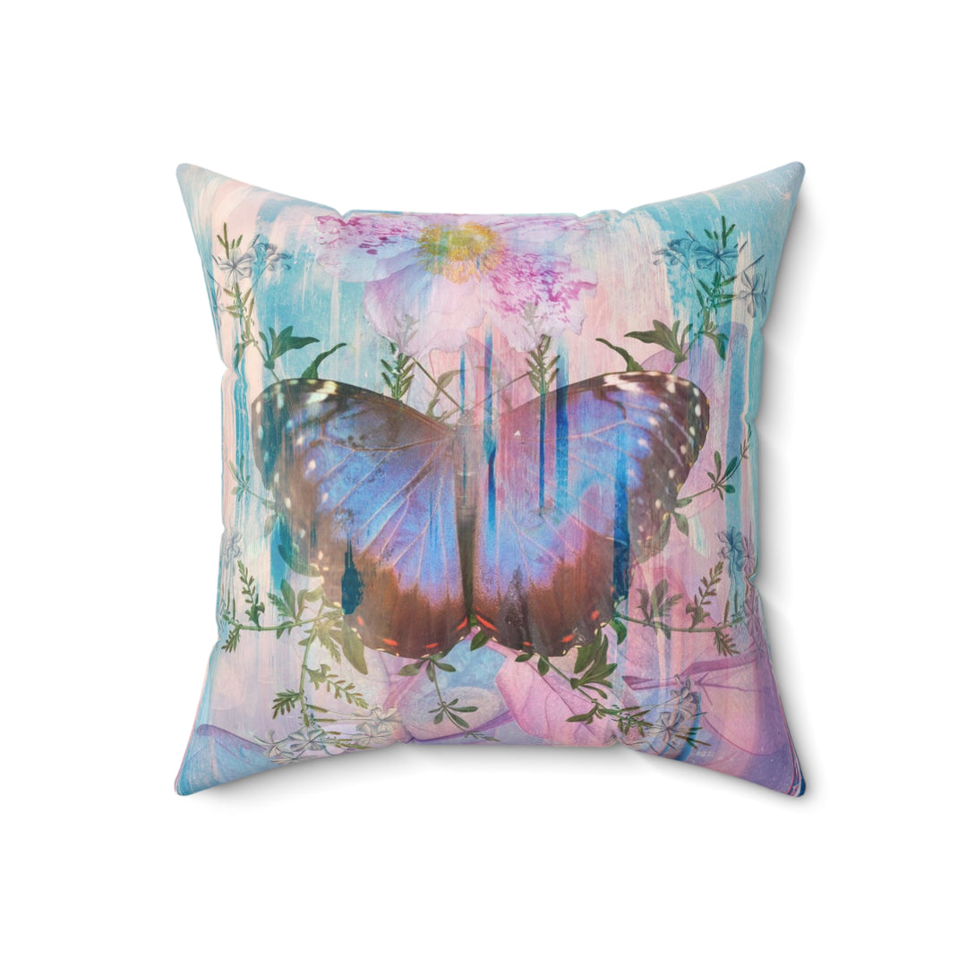Luxury Faux Suede Pillow - Electric Butterfly