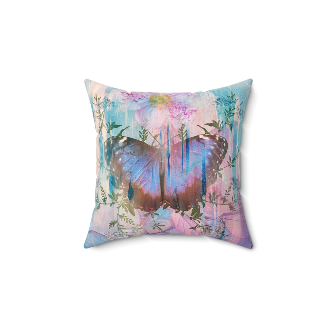 Luxury Faux Suede Pillow - Electric Butterfly