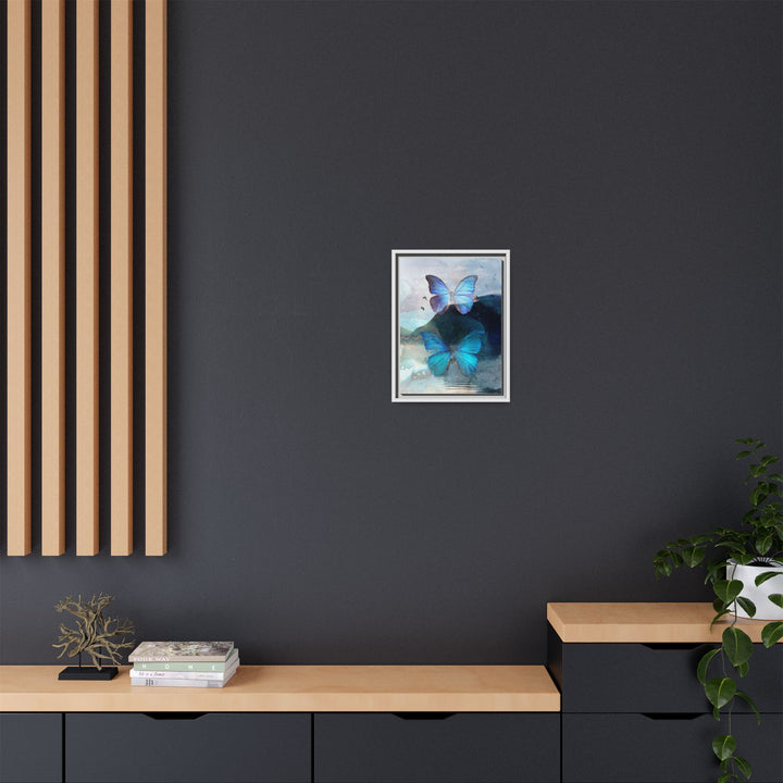 Canvas Art - Sustainably Made Framed Wall Décor - Blue Butterfly Mist