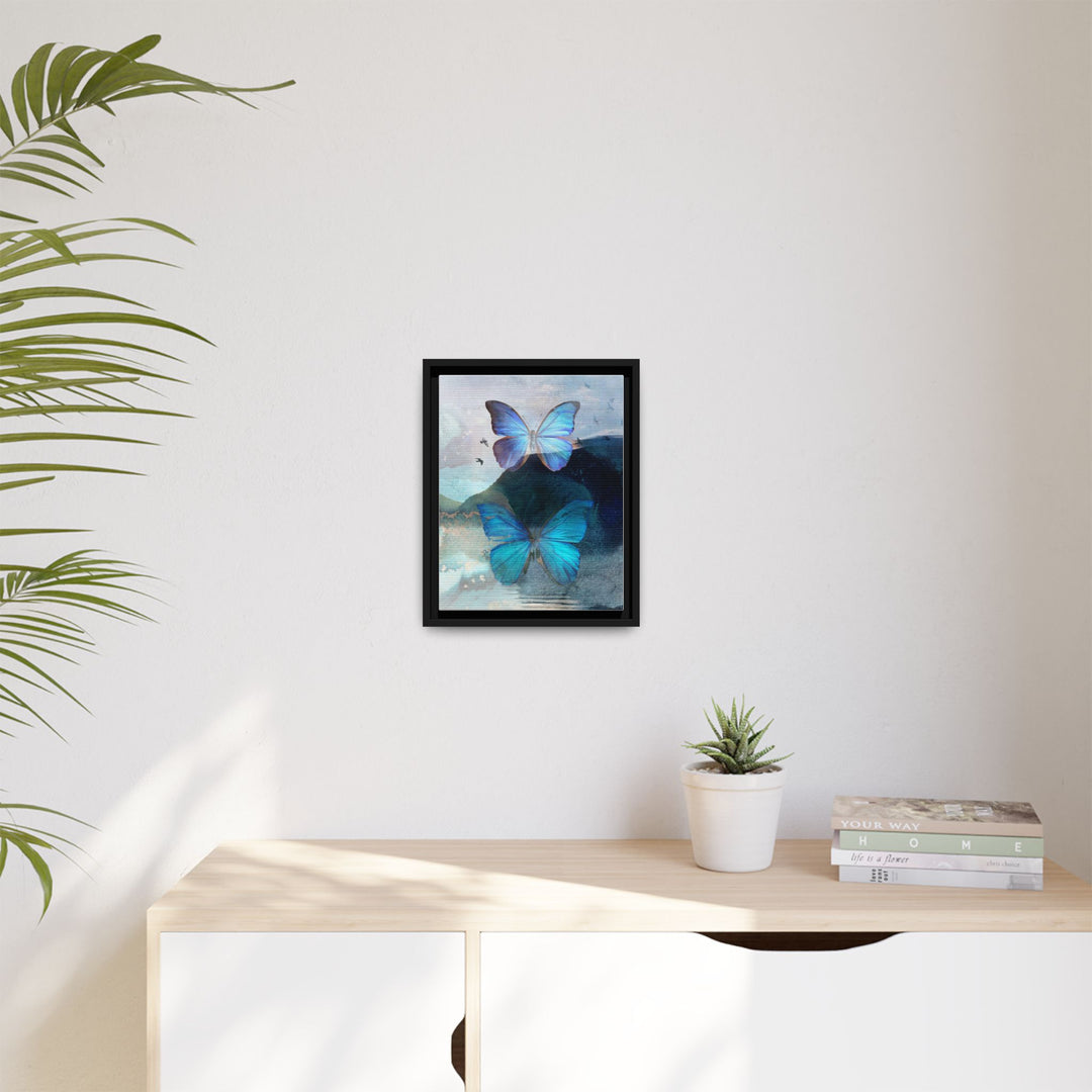 Canvas Art - Sustainably Made Framed Wall Décor - Blue Butterfly Mist