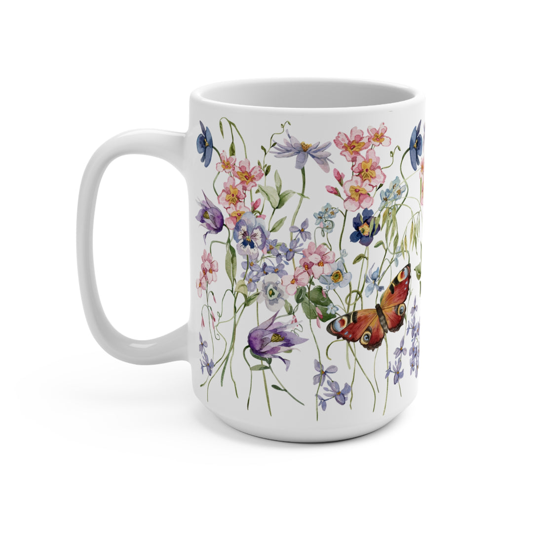 Mug 15oz - BPA-free - Flowers and Butterflies