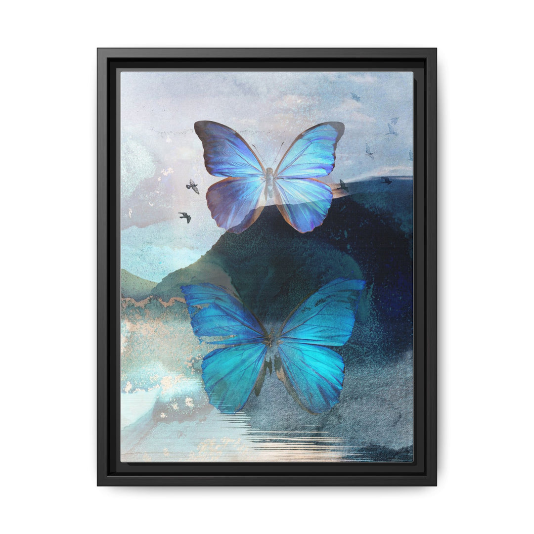 Canvas Art - Sustainably Made Framed Wall Décor - Blue Butterfly Mist