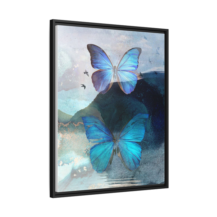 Canvas Art - Sustainably Made Framed Wall Décor - Blue Butterfly Mist
