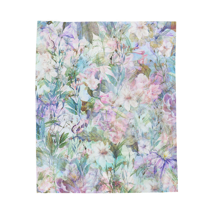 Luxury Velveteen Plush Blanket - Pastel Garden- Cozy & Soft