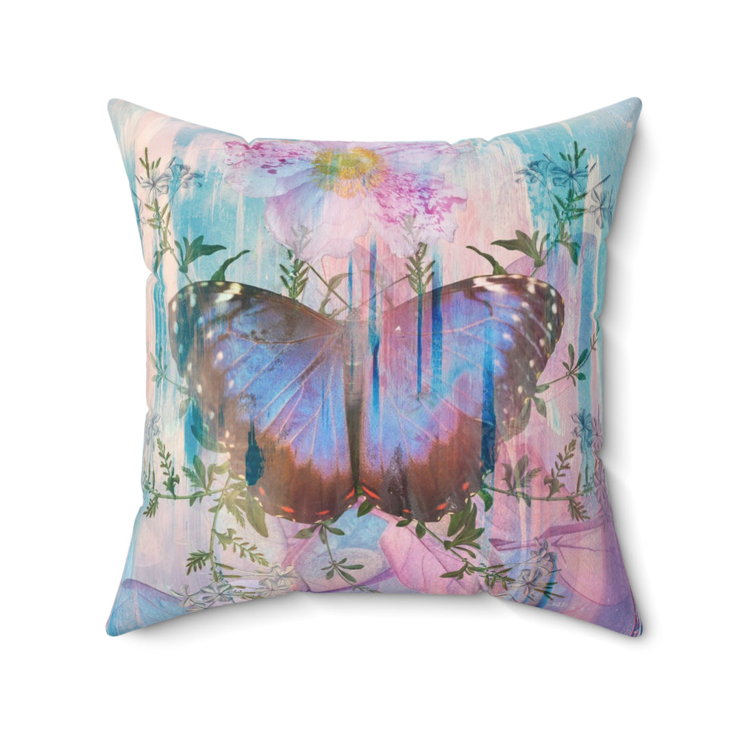 Luxury Faux Suede Pillow - Electric Butterfly