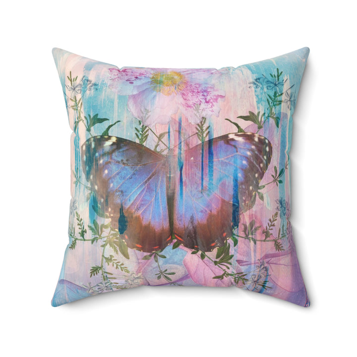 Luxury Faux Suede Pillow - Electric Butterfly