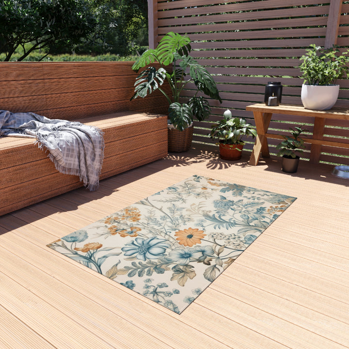 Soft Floral Outdoor Rug - Gold Garden