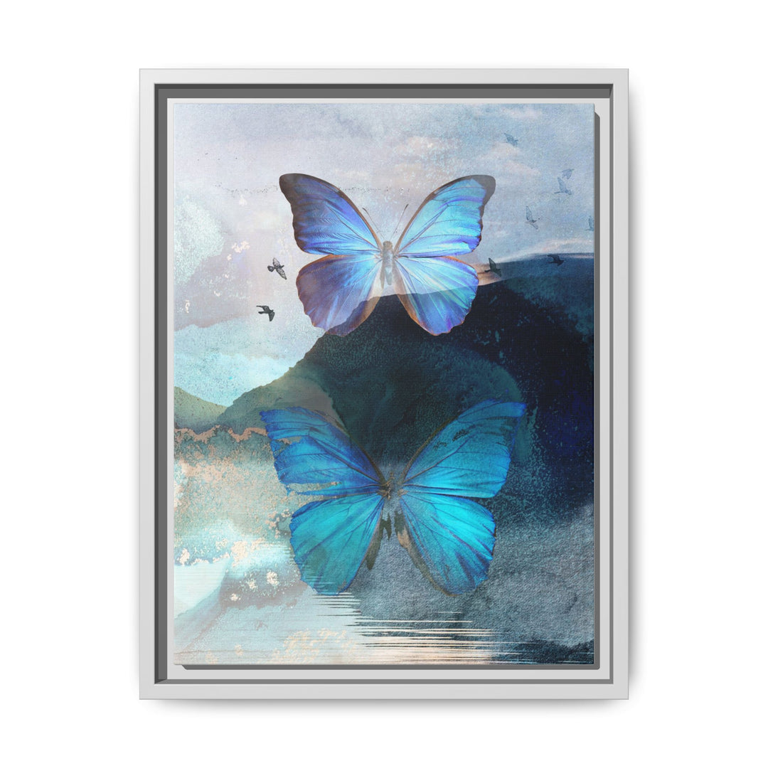 Canvas Art - Sustainably Made Framed Wall Décor - Blue Butterfly Mist