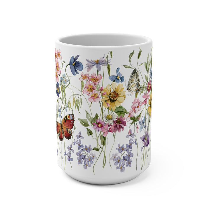 Mug 15oz - BPA-free - Flowers and Butterflies