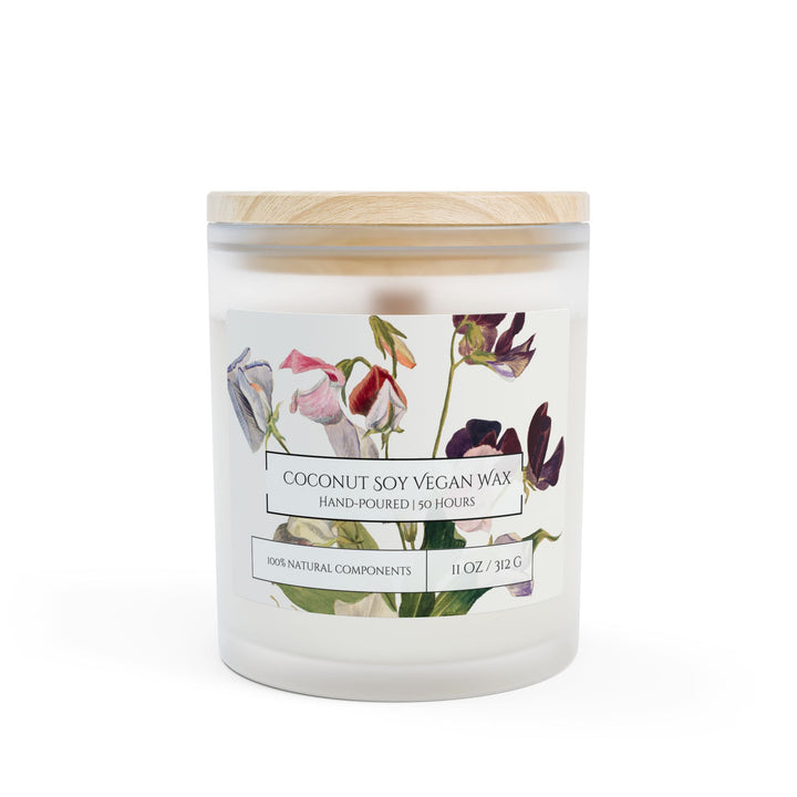 Frosted Glass Candle - 11oz - Vegan Wax - Vintage Sweet Pea