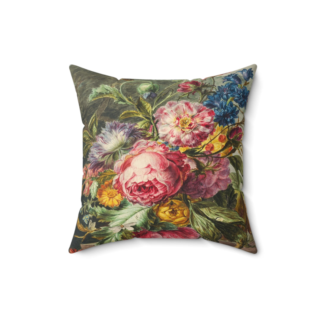 Luxury Faux Suede Pillow - Dutch Flowers