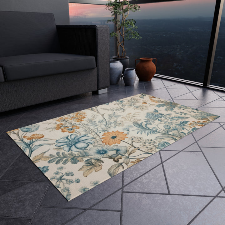 Soft Floral Outdoor Rug - Gold Garden
