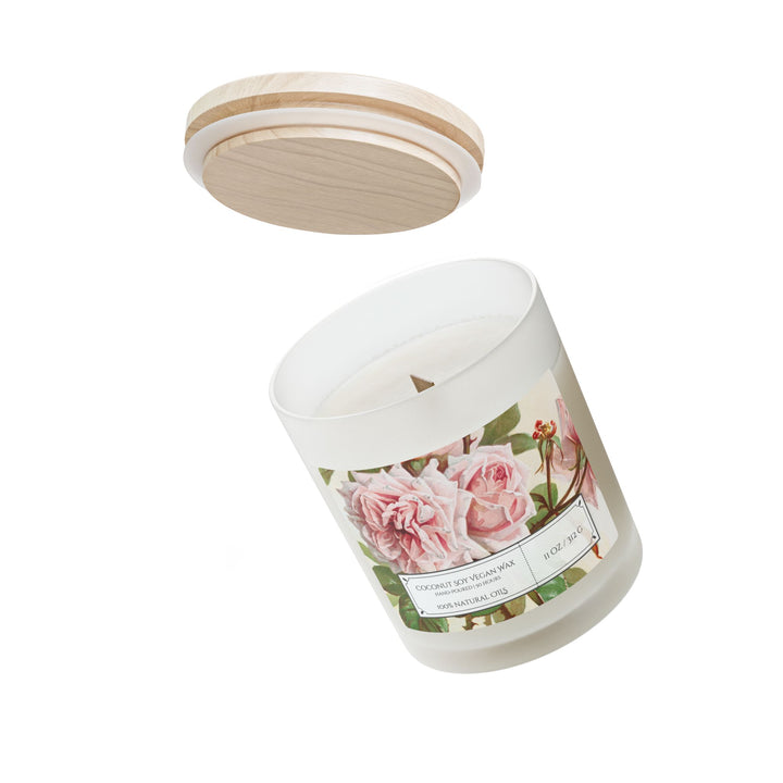 Frosted Glass Candle - 11oz - Vegan Wax - Vintage Rose - Gilded Age Collection