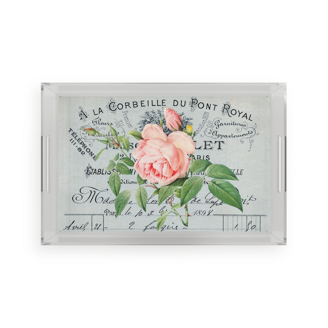 Acrylic Serving Tray - Vintage Rose