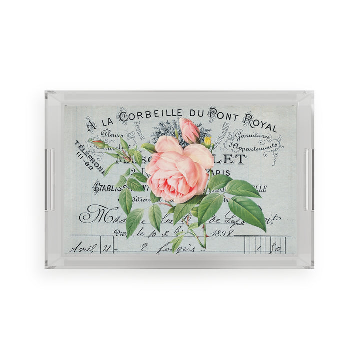 Acrylic Serving Tray - Vintage Rose