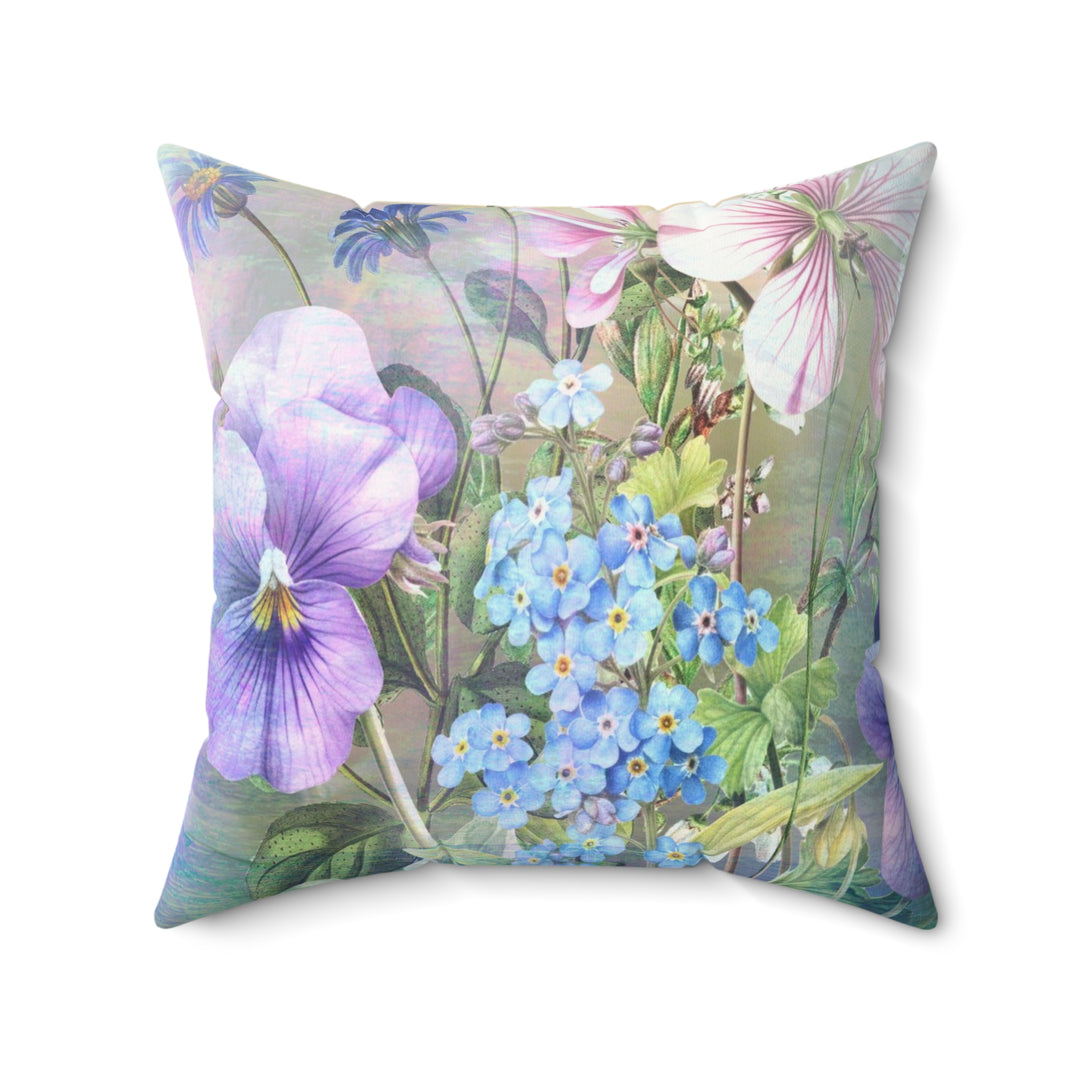 Luxury Faux Suede Pillow - Pansy Garden