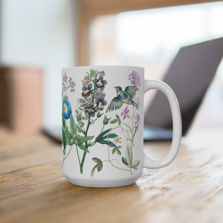 Mug 15oz - BPA-free - Flowers & Birds