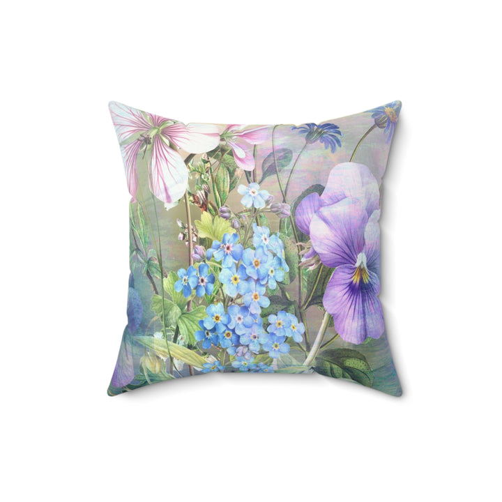Luxury Faux Suede Pillow - Pansy Garden
