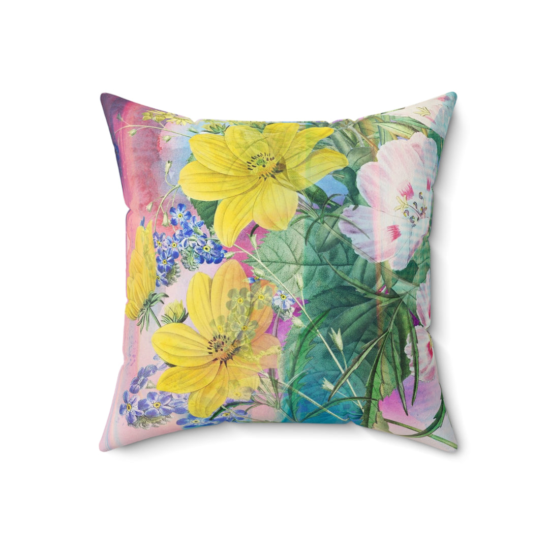 Luxury Faux Suede Pillow - Golden Bouquet